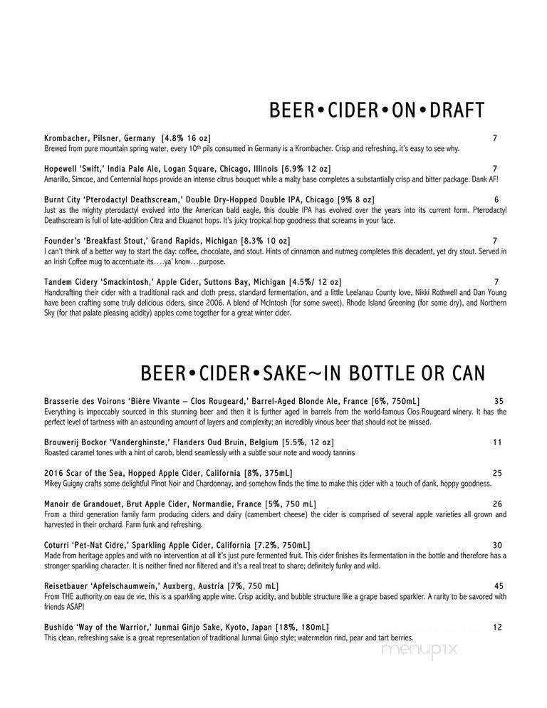 Webster's Wine Bar - Chicago, IL menu_pic