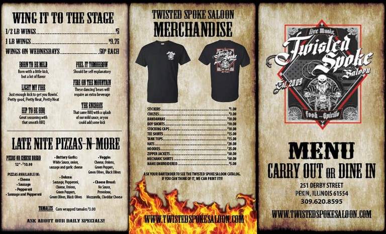 Twisted Spoke Saloon - Pekin, IL menu_pic