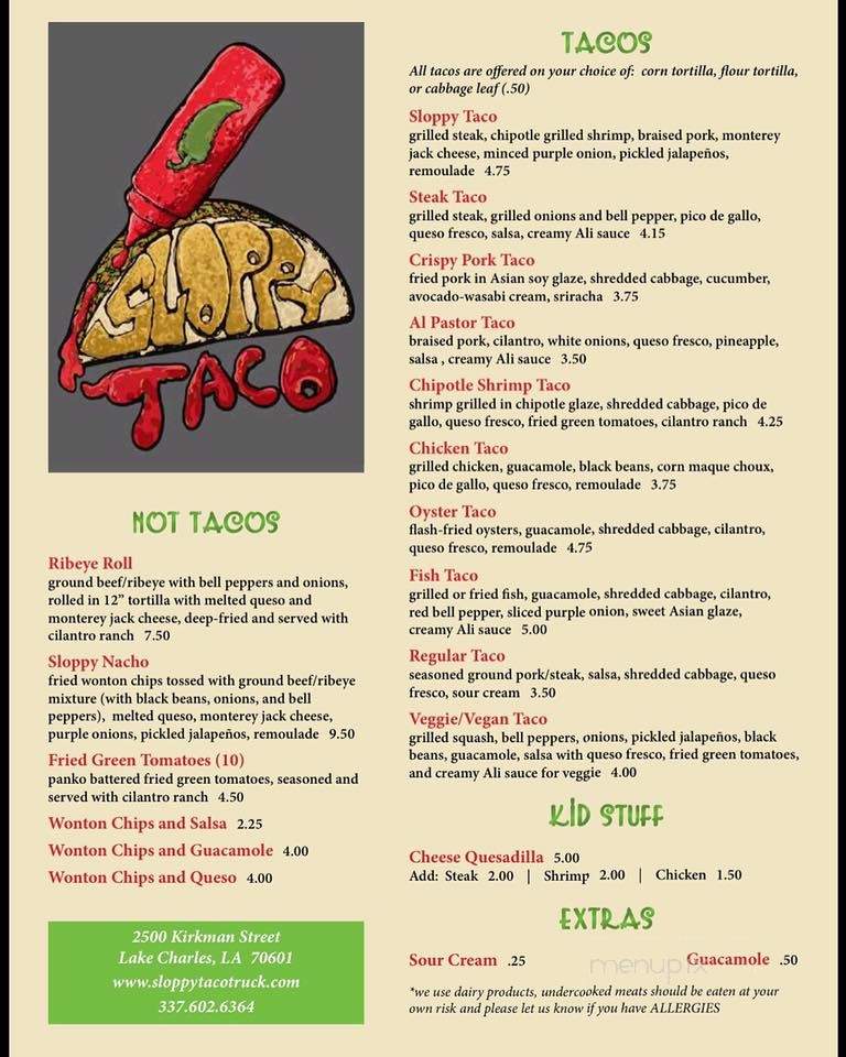 The Sloppy Taco - Westlake, LA menu_pic