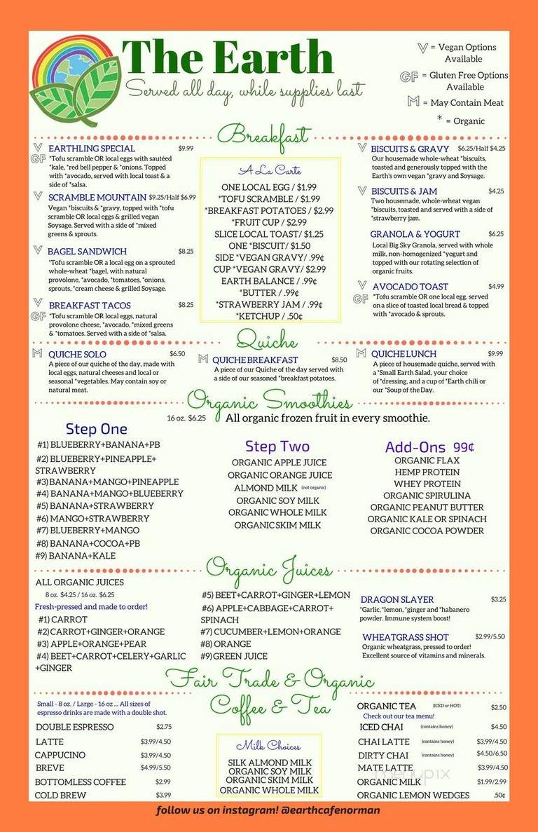 The Earth Cafe & Deli - Norman, OK menu_pic