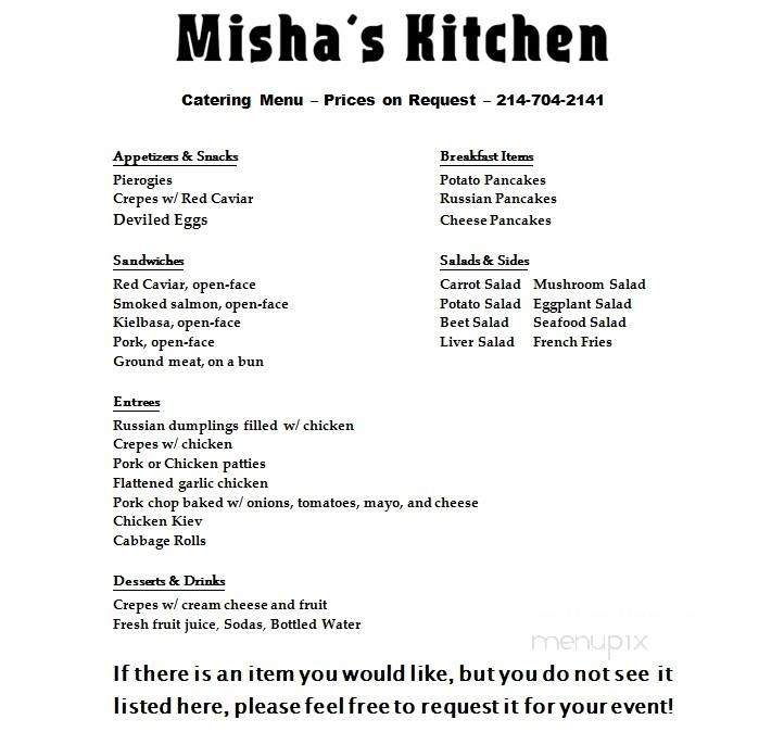 Misha's Kitchen - Dallas, TX menu_pic