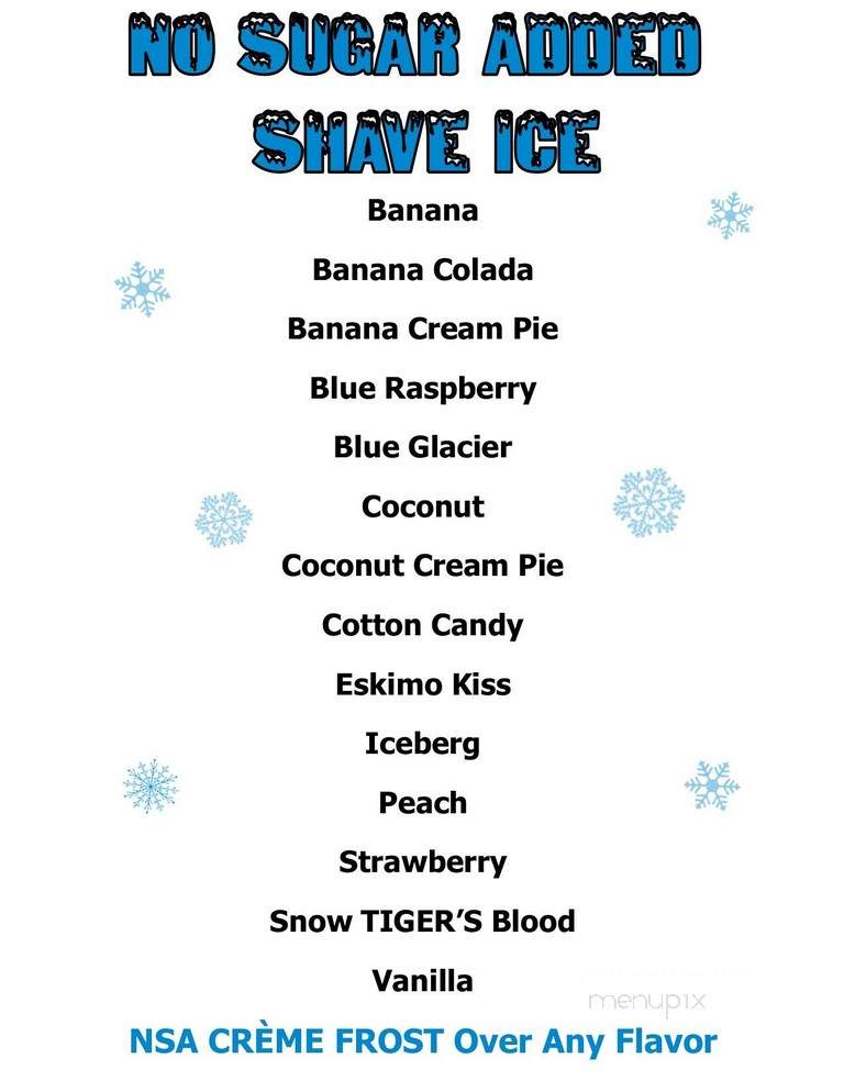 PK's Igloo Shave Ice - Fort Worth, TX menu_pic