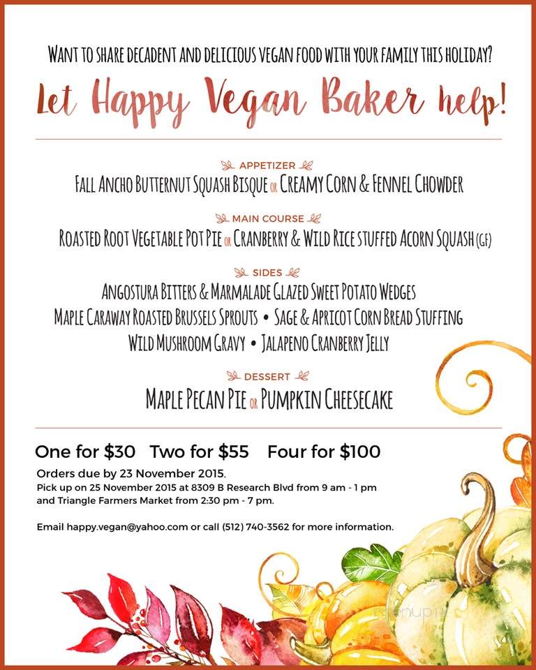 Happy Vegan Baker - Austin, TX menu_pic