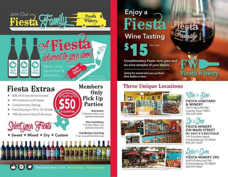 Online Menu Of Fiesta Winery 290 Fredericksburg Tx