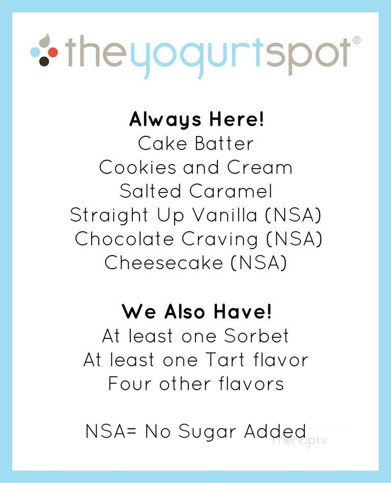 The Yogurt Spot - Houston, TX menu_pic