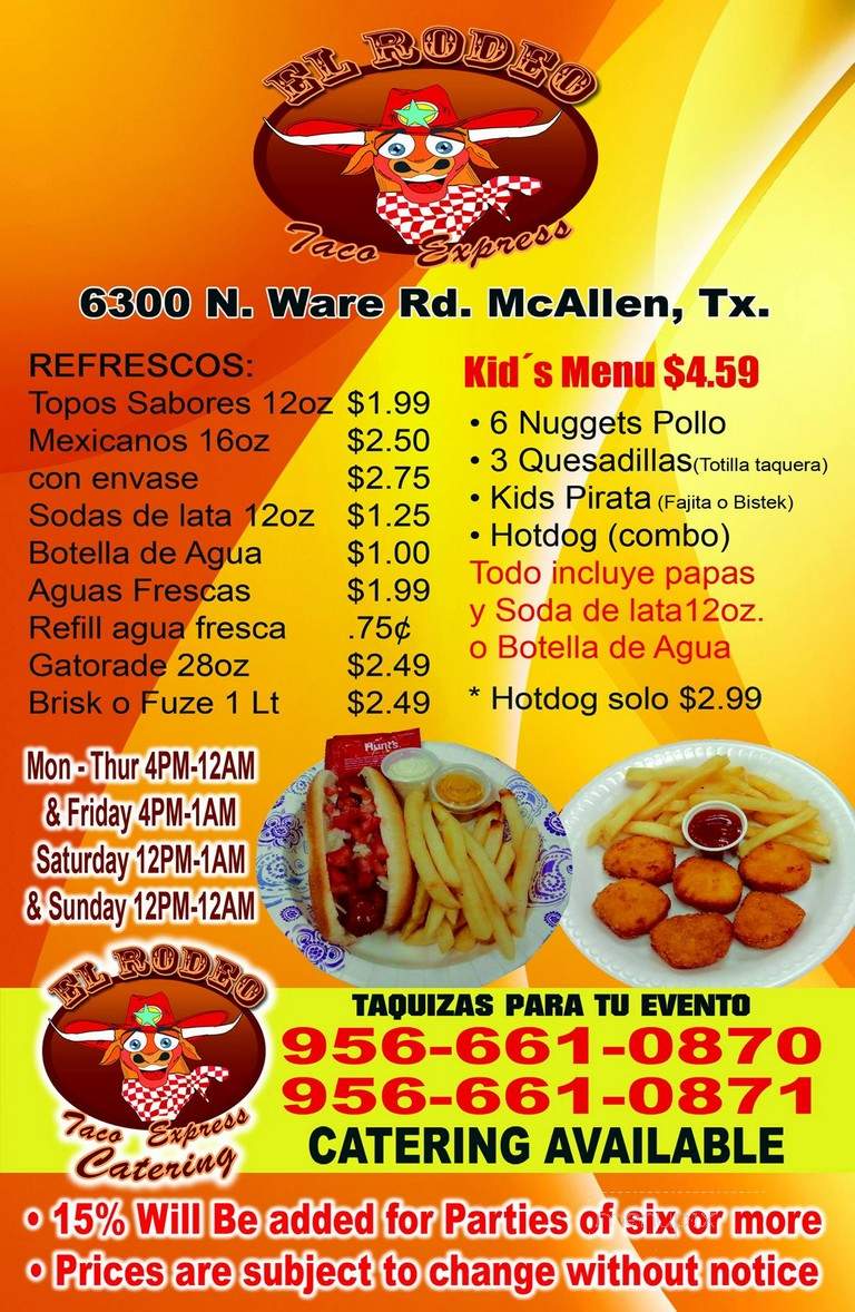 El Rodeo Taco Express - McAllen, TX menu_pic