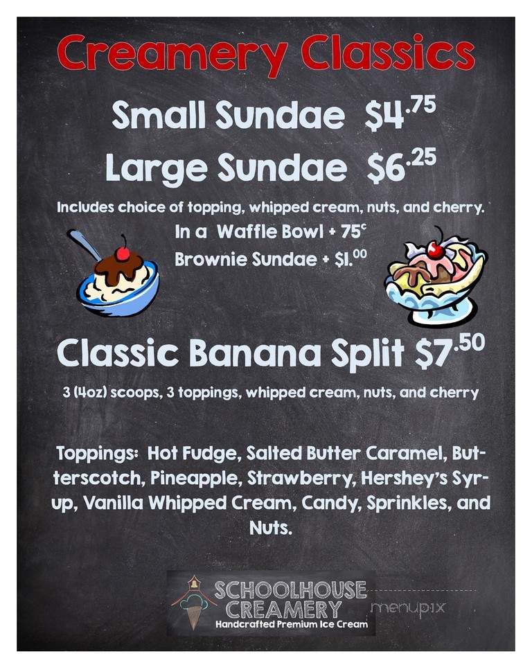 Schoolhouse Creamery - Harlingen, TX menu_pic
