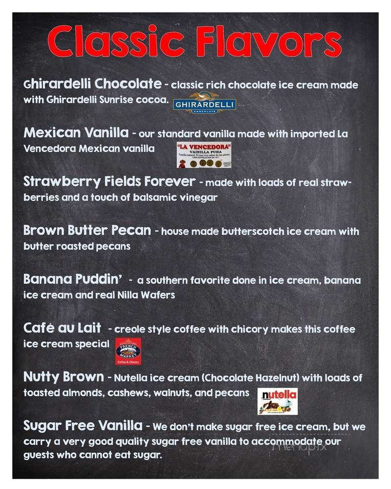 Schoolhouse Creamery - Harlingen, TX menu_pic