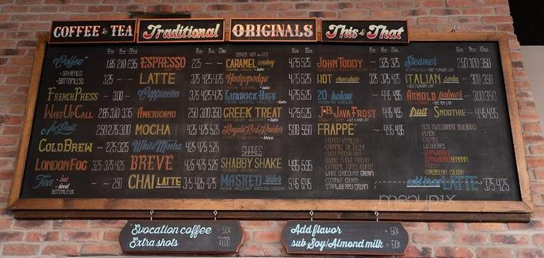 J&B Coffee Express - Lubbock, TX menu_pic