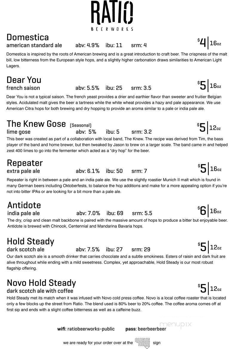 Ratio Beerworks - Denver, CO menu_pic