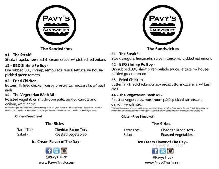 Pavy's Food Truck - Denver, CO menu_pic