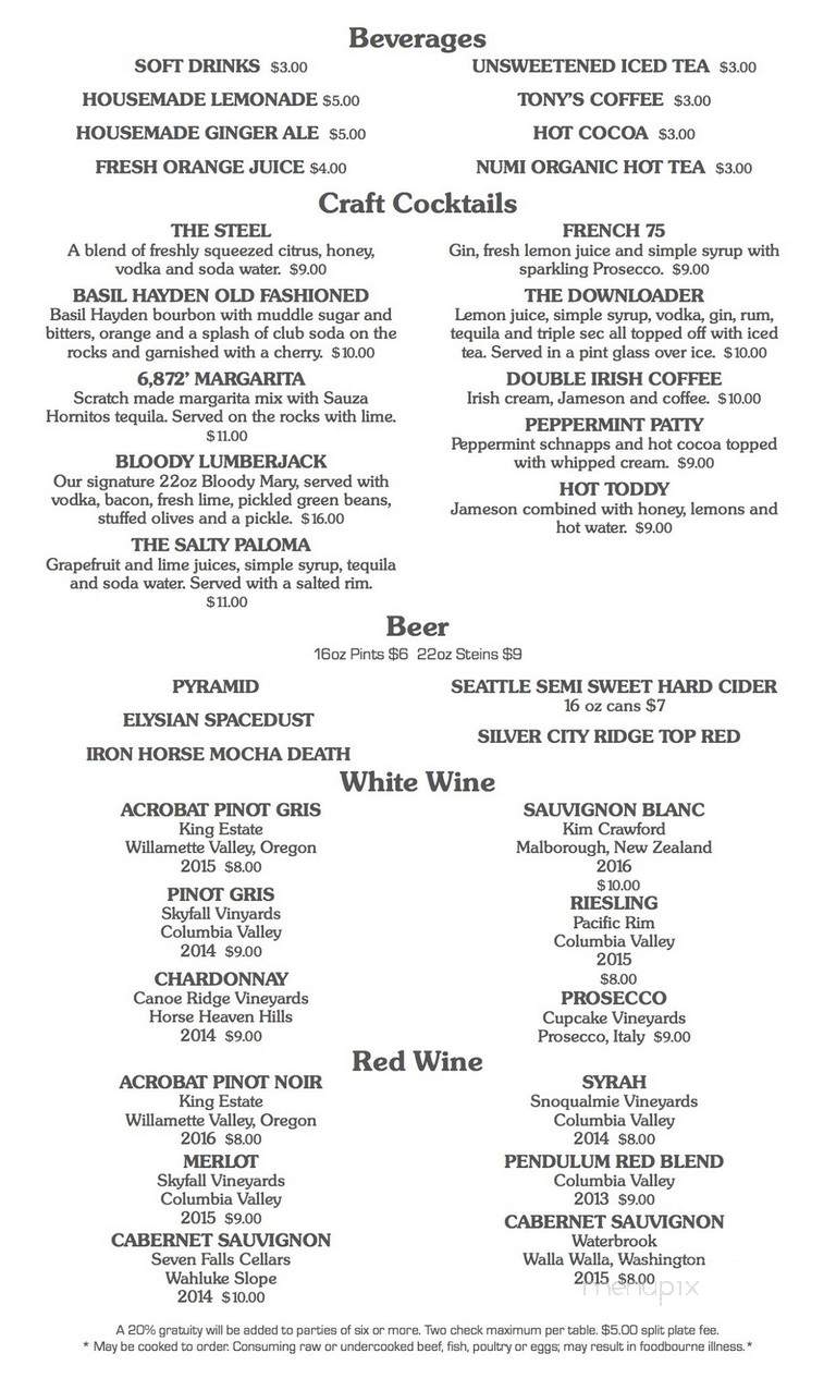 Summit House Restaurant - Cascade, CO menu_pic