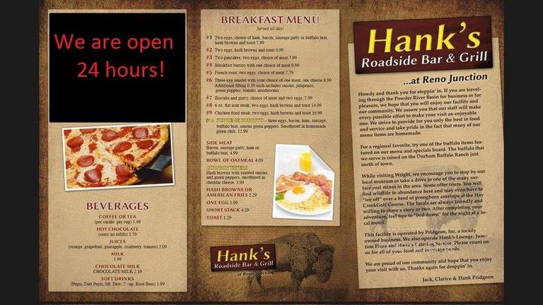 Hanks Cafe & Grill - Gillette, WY menu_pic