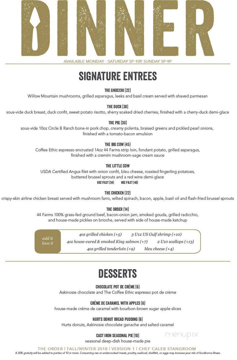The Order - Springfield, MO menu_pic