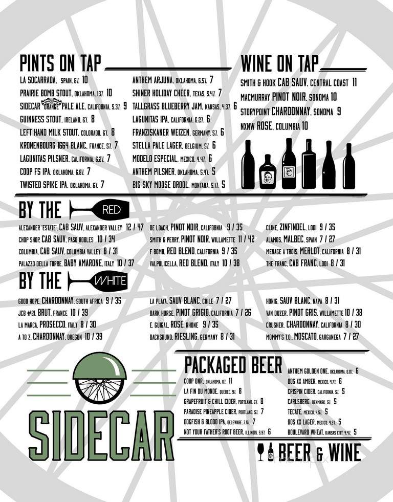 Sidecar Barley & Wine Bar - Oklahoma City, OK menu_pic