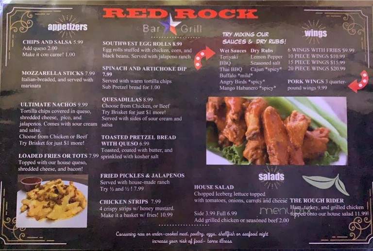 RedRock Bar and Grill - Dallas, TX menu_pic