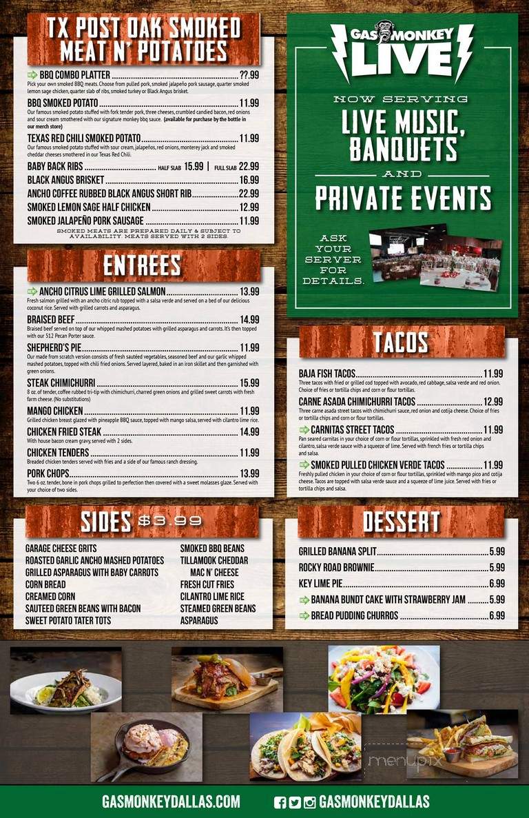 Gas Monkey Bar N Grill - Dallas, TX menu_pic