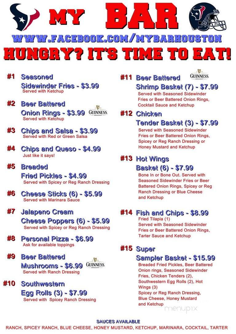 My Bar - Houston, TX menu_pic