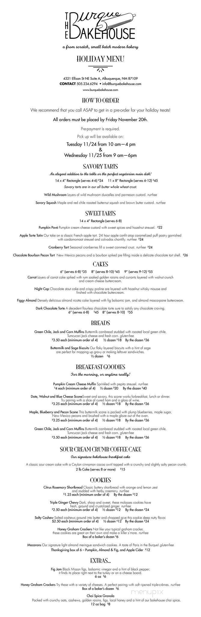 The Burque Bakehouse - Albuquerque, NM menu_pic