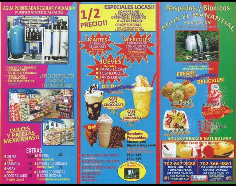 Agua El Manantial - Las Vegas, NV menu_pic