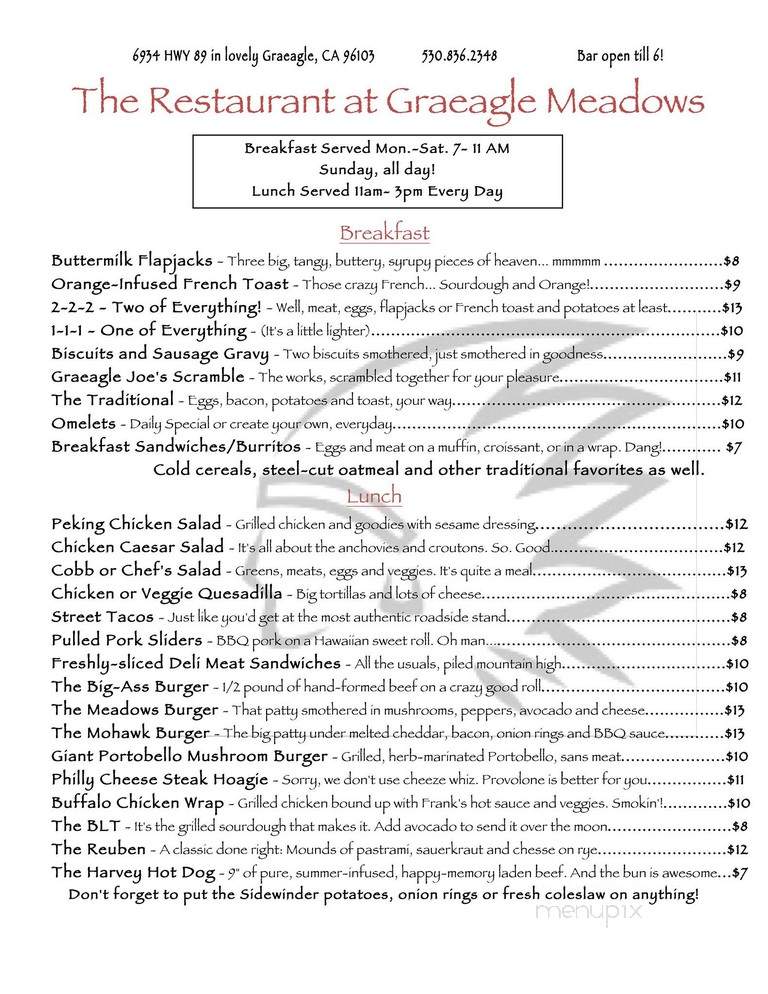 Graeagle Outpost - Graeagle, CA menu_pic
