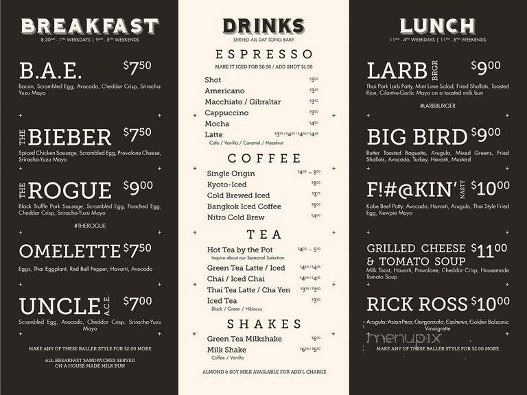 Chimney Coffee House - Los Angeles, CA menu_pic