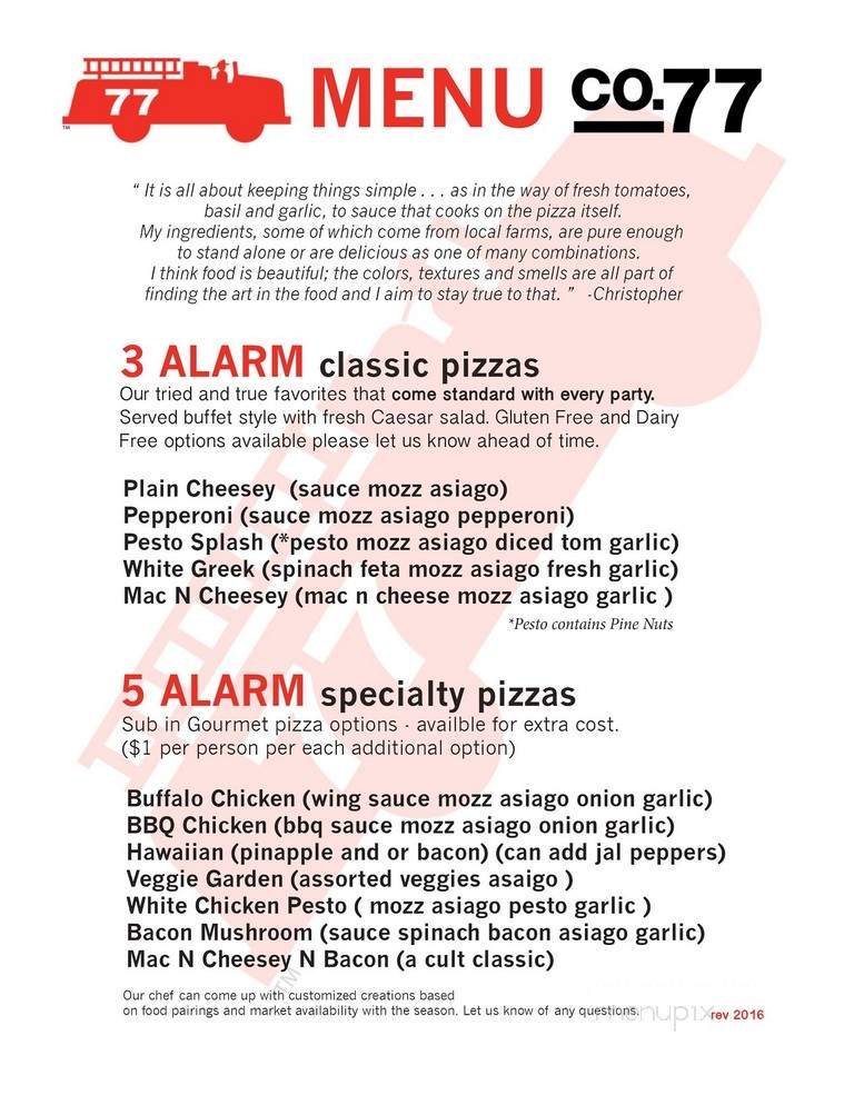 Company 77 Pizza Fire Truck - Irvine, CA menu_pic