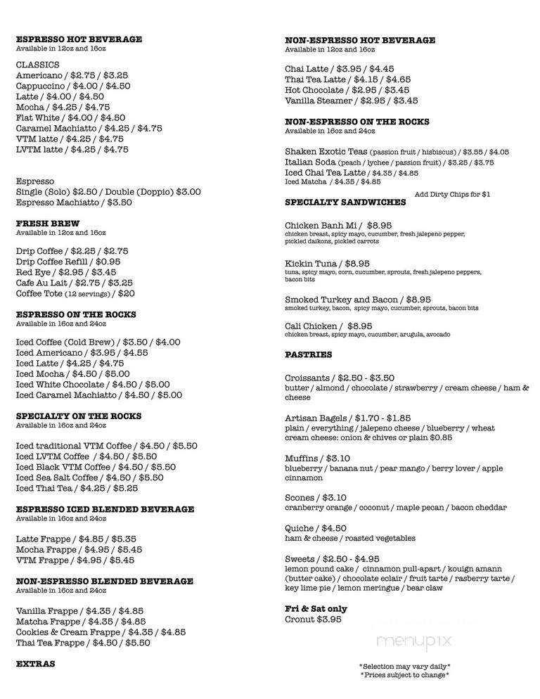 BLK Coffee - Irvine, CA menu_pic