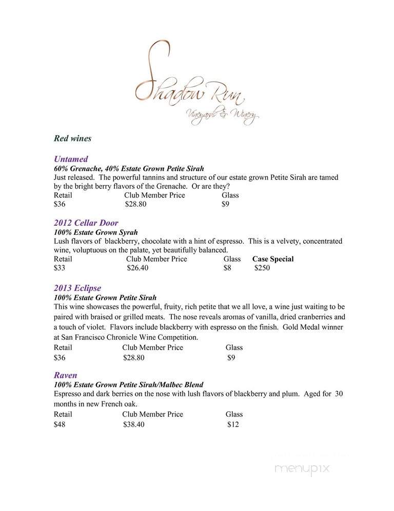 Shadow Run Vineyard - Creston, CA menu_pic