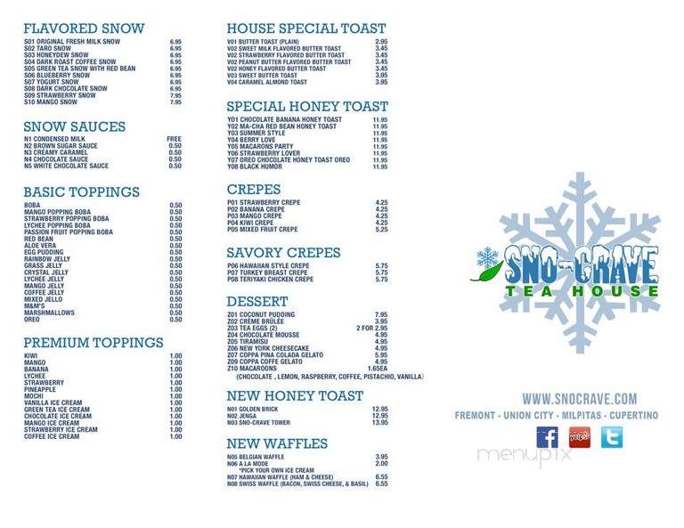 Sno-Crave Tea House - Merced, CA menu_pic