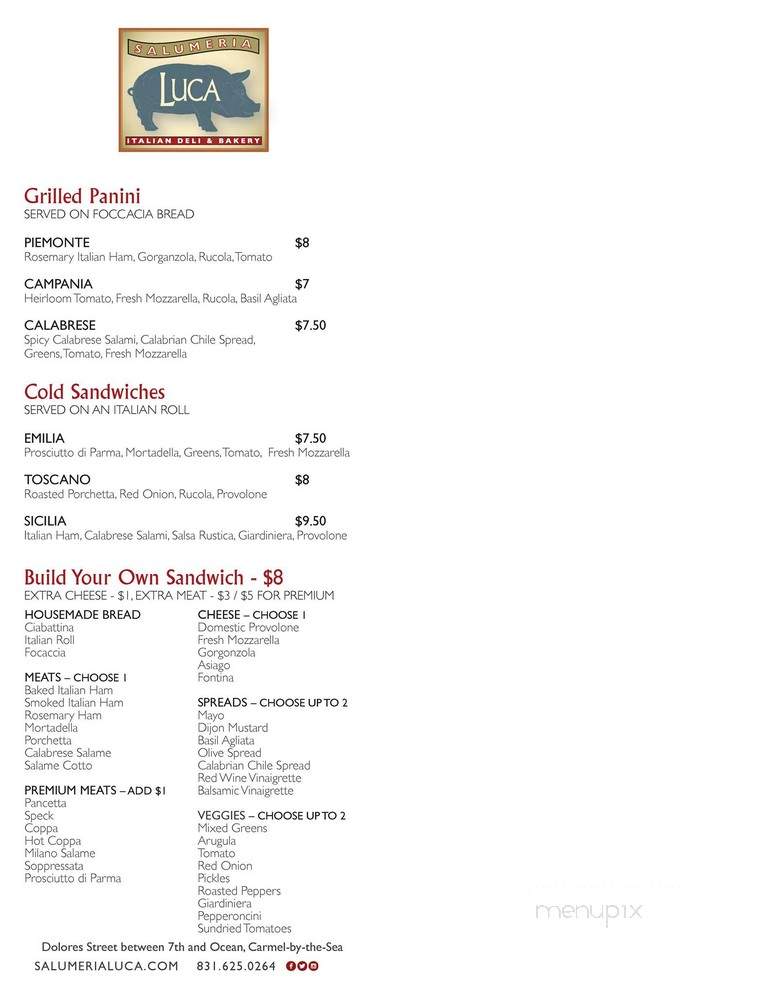 Salumeria Luca - Carmel-by-the-Sea, CA menu_pic