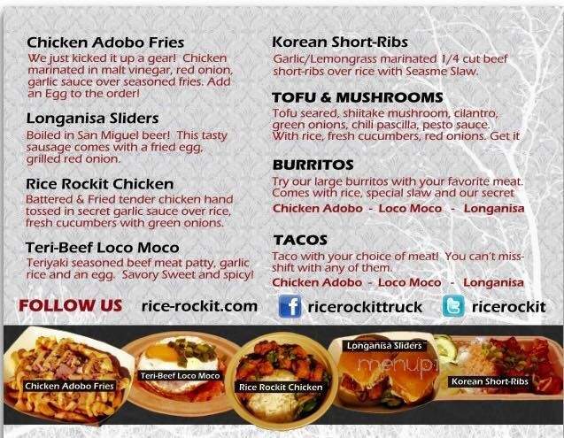 Rice Rockit - Santa Clara, CA menu_pic