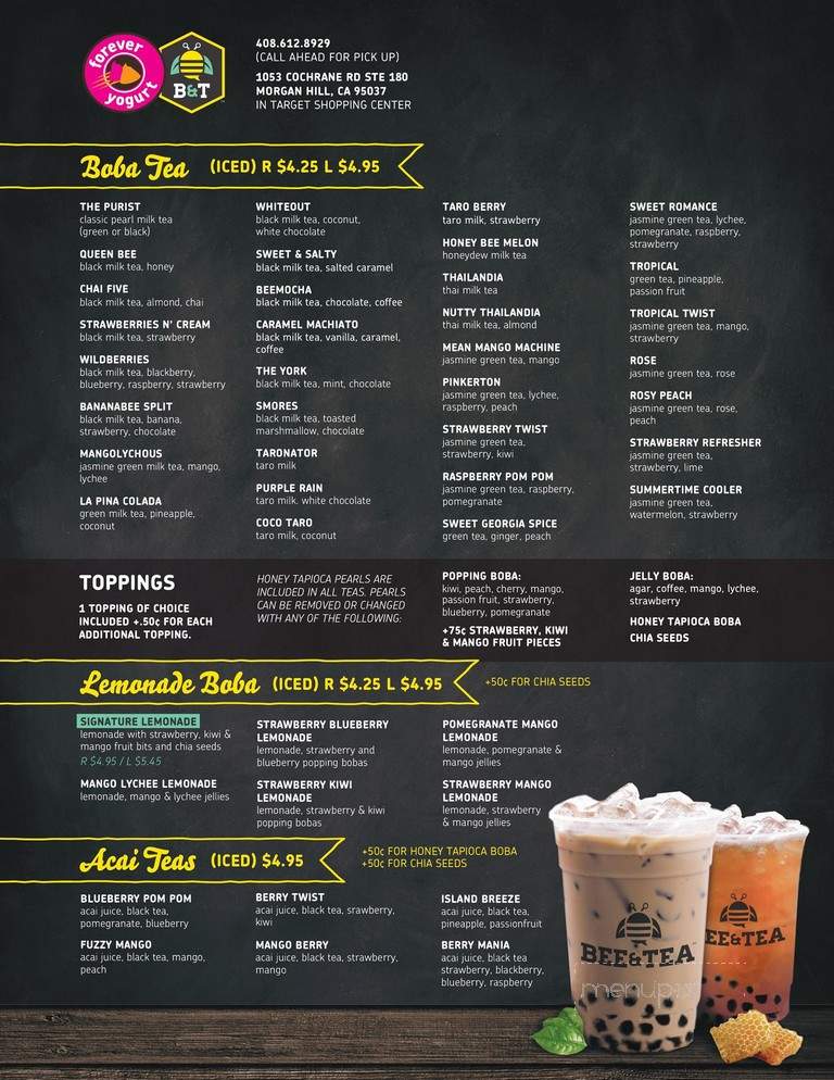 Forever Yogurt - Morgan Hill, CA menu_pic