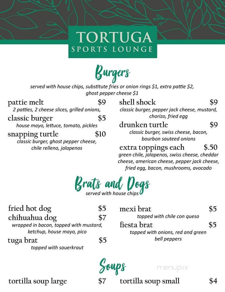 Tortuga Sports Lounge - El Paso, TX menu_pic