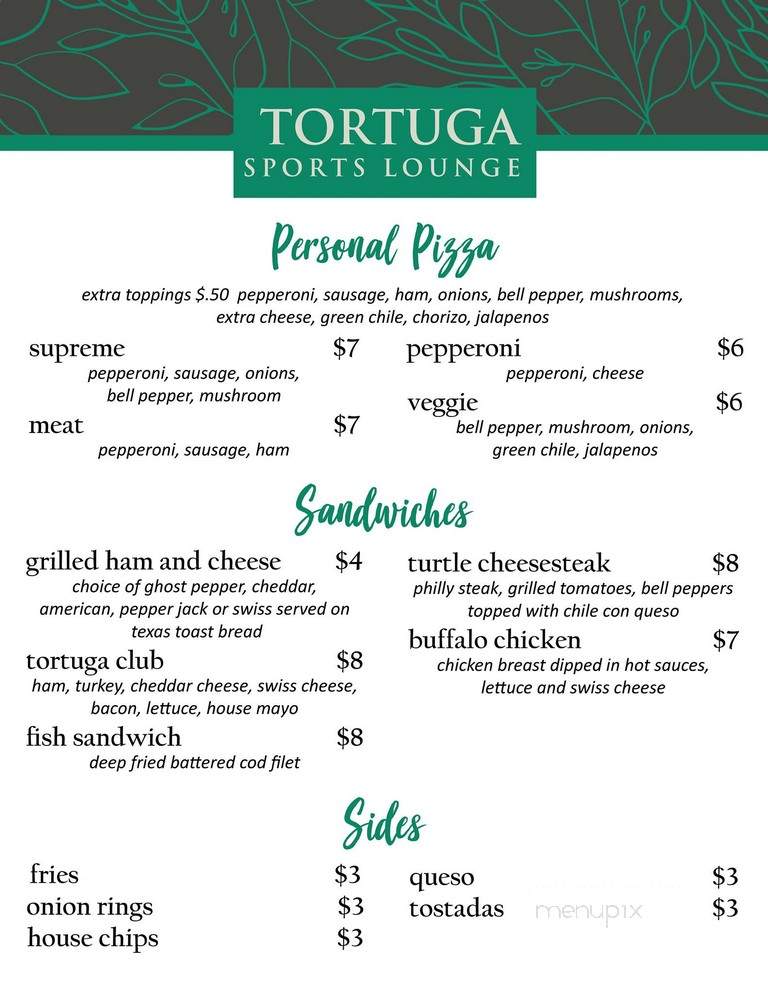 Tortuga Sports Lounge - El Paso, TX menu_pic