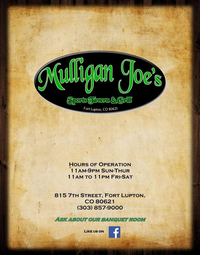 Mulligan Joes - Fort Lupton, CO menu_pic