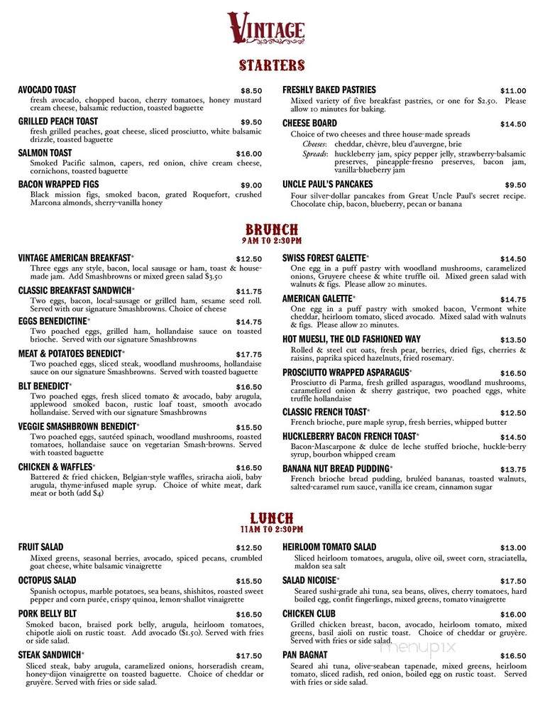 Vintage - Vail, CO menu_pic