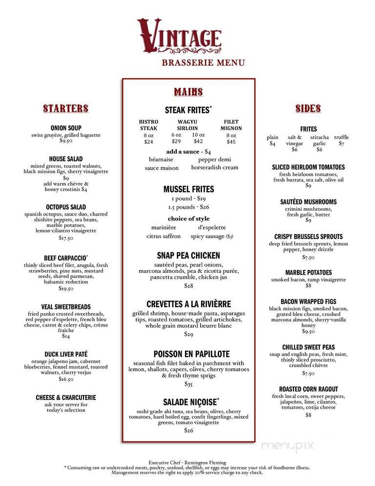 Vintage - Vail, CO menu_pic