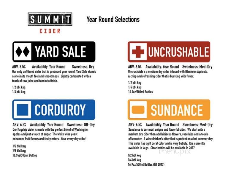Summit Cider - Coeur D'alene, ID menu_pic
