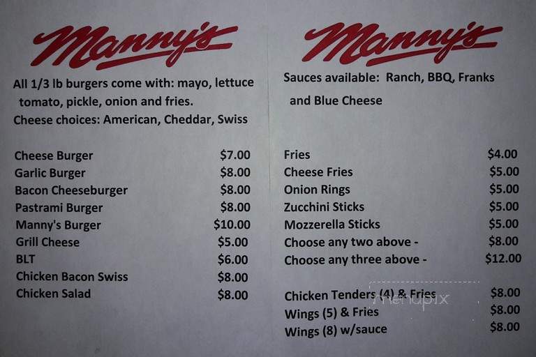 Manny's - Salt Lake City, UT menu_pic