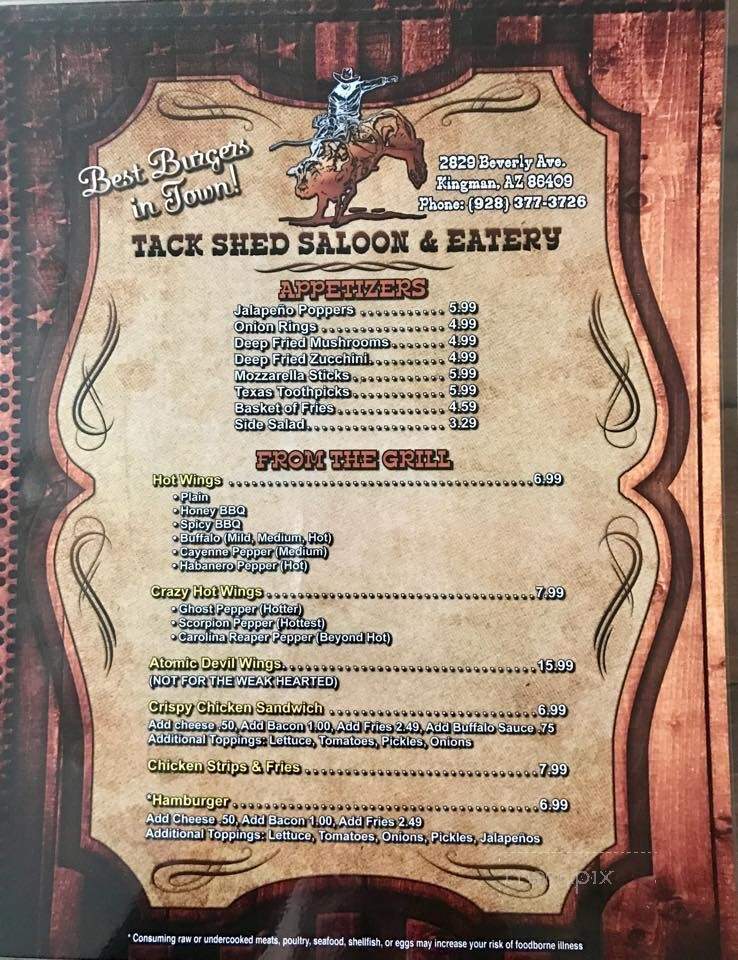 Tack Shed - Kingman, AZ menu_pic