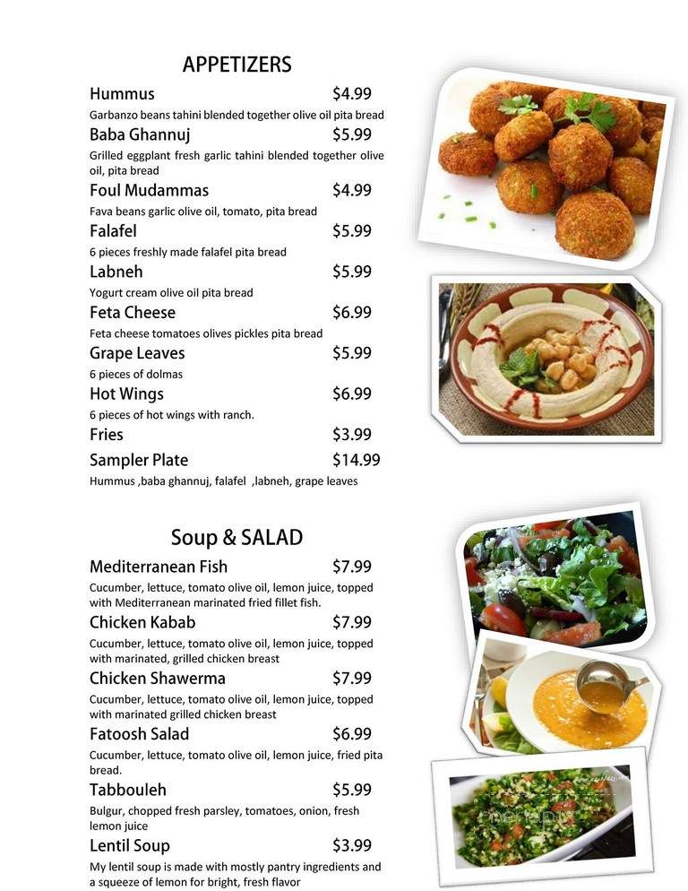 Masaj Cafe - Tucson, AZ menu_pic