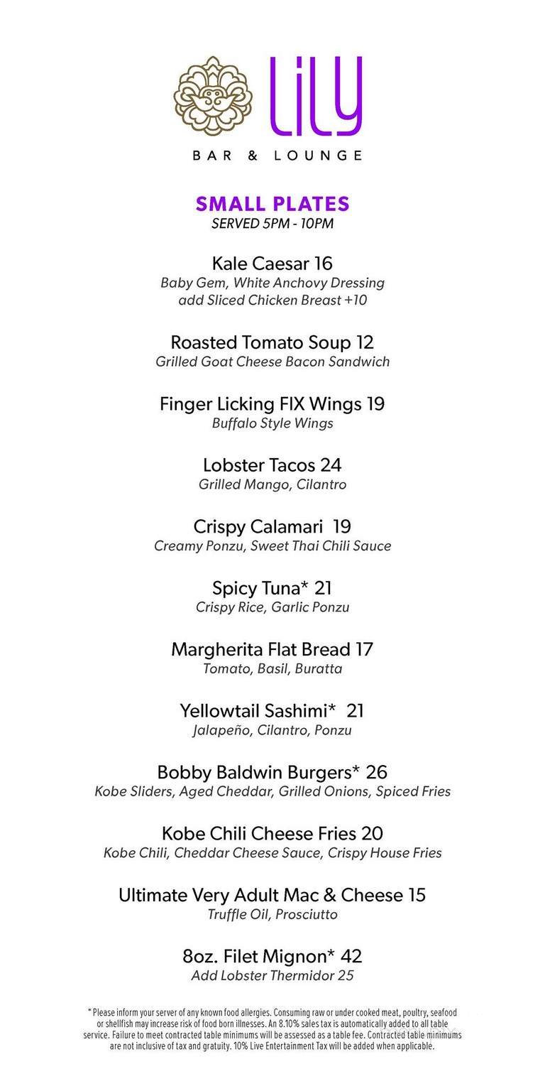 PRESS Bar & Lounge - Las Vegas, NV menu_pic