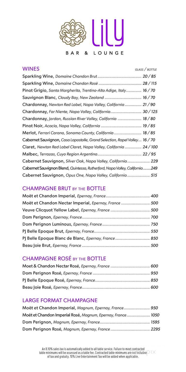 PRESS Bar & Lounge - Las Vegas, NV menu_pic
