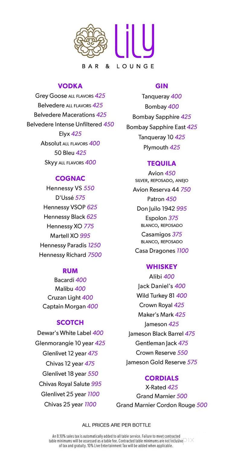 PRESS Bar & Lounge - Las Vegas, NV menu_pic