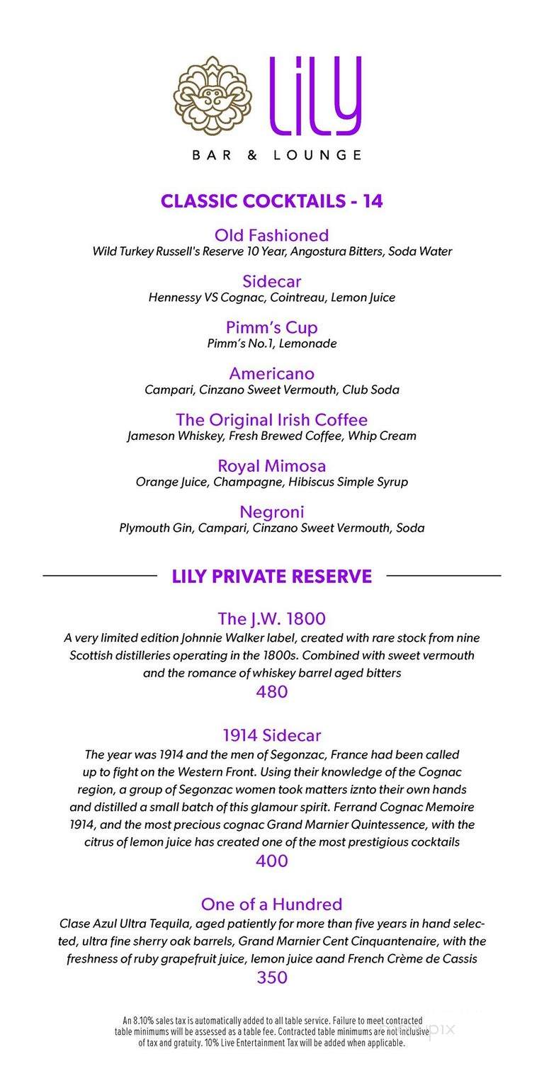 PRESS Bar & Lounge - Las Vegas, NV menu_pic