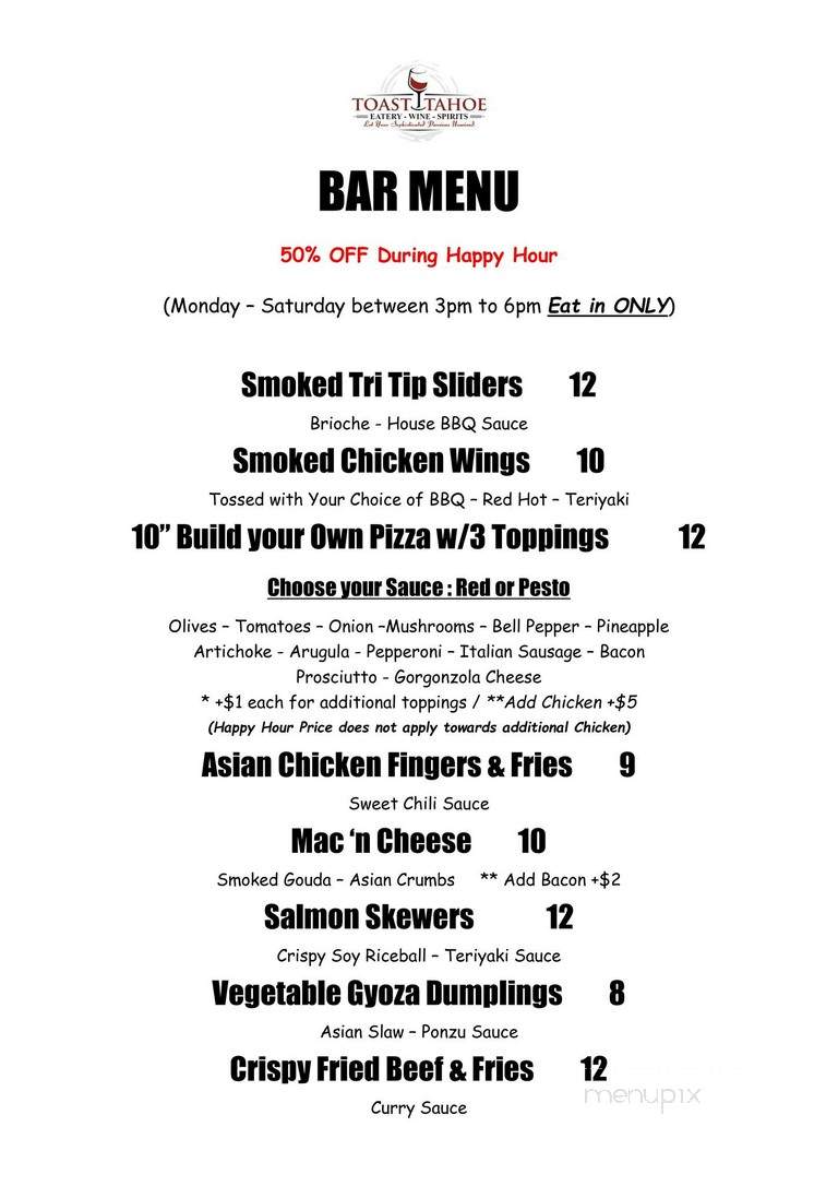Toast Tahoe - Zephyr Cove, NV menu_pic