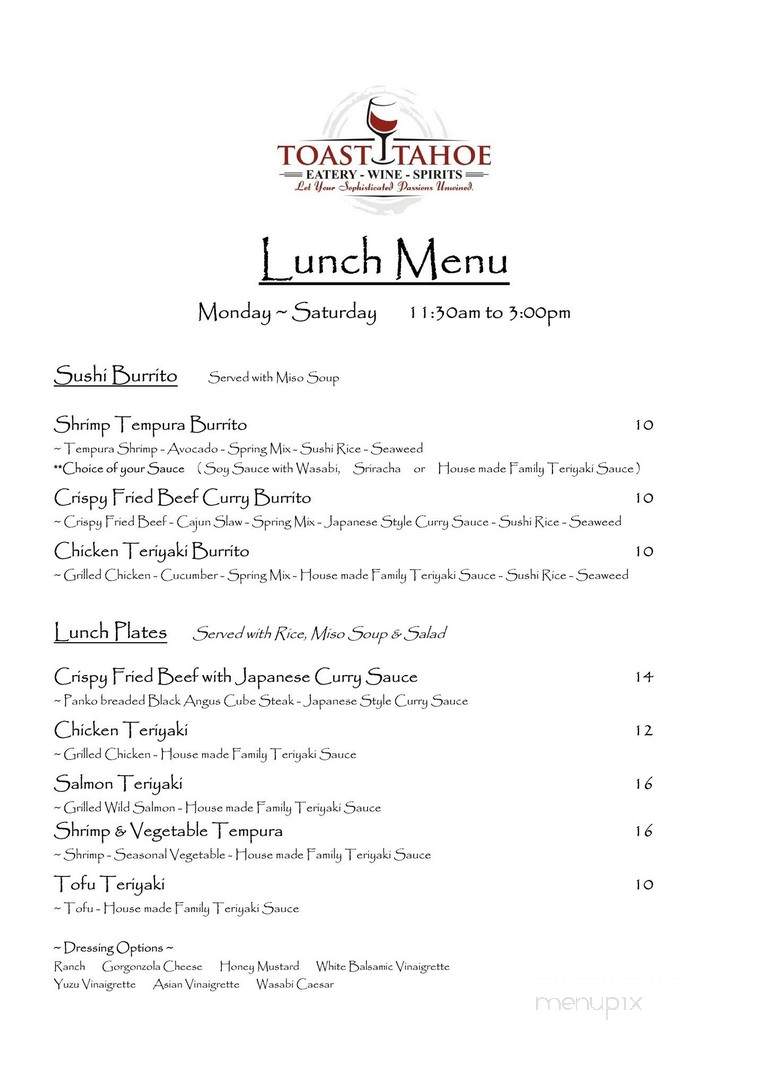Toast Tahoe - Zephyr Cove, NV menu_pic