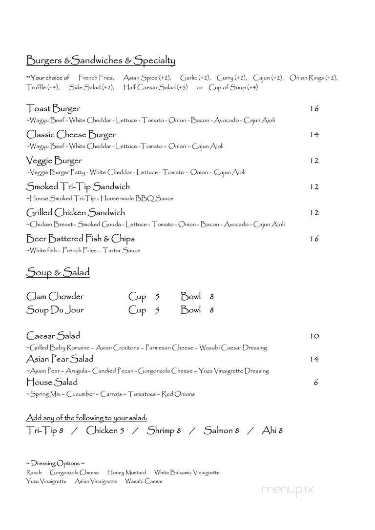 Toast Tahoe - Zephyr Cove, NV menu_pic
