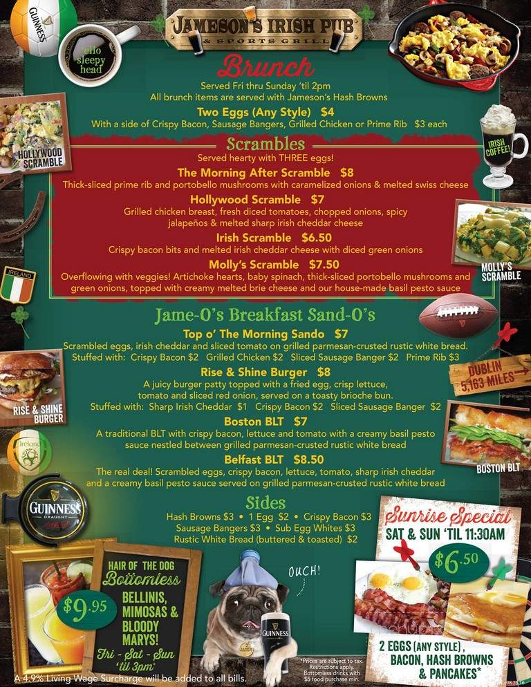 Jameson's Irish Pub - Los Angeles, CA menu_pic